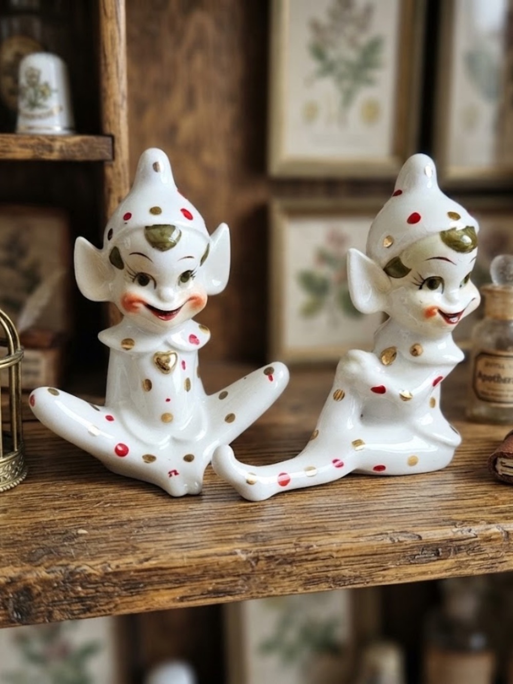 2 Mid Century Ceramic Pixie / Elves JAPAN
